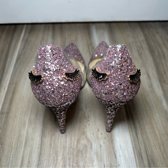 Too Faced Mink Made in Italy Better Than Set Pink Glitter Stiletto Heels Size 10 - Picture 3 of 14